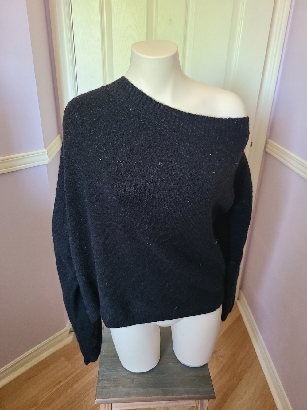 H&M Black Off-the-Shoulder Knit Sweater